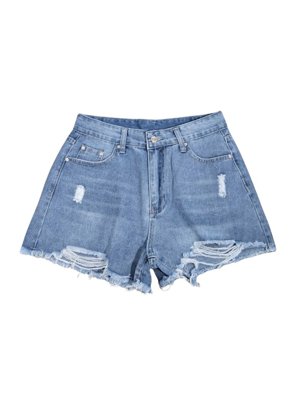 NWOT | Light Wash High Waisted Distressed Frayed Hem Denim Jean Shorts | Medium